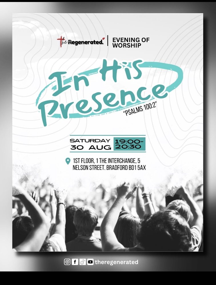 In His Presence evening of worship flyer by The Regenerated